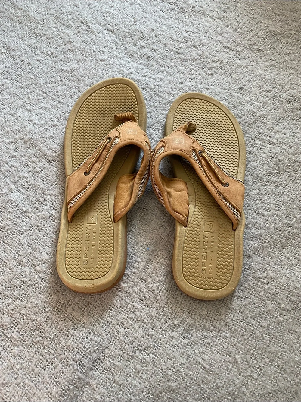 Sperry Kids Tan Suede Thong Flip Sandals